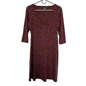 Toad & Co Rosalinda Dress Tencel Organic Cotton Womens Size M Burgundy Abstract